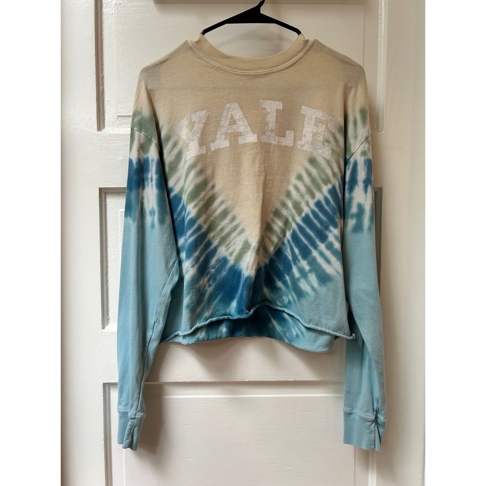 Daydreamer Oversized Yale Tie Dye Cropped Long Sleeve Graphic T-Shirt XS